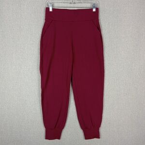 Public Rec All Day Joggers Womens 28x26 Burgundy Nylon Stretch Gym High Rise NWT